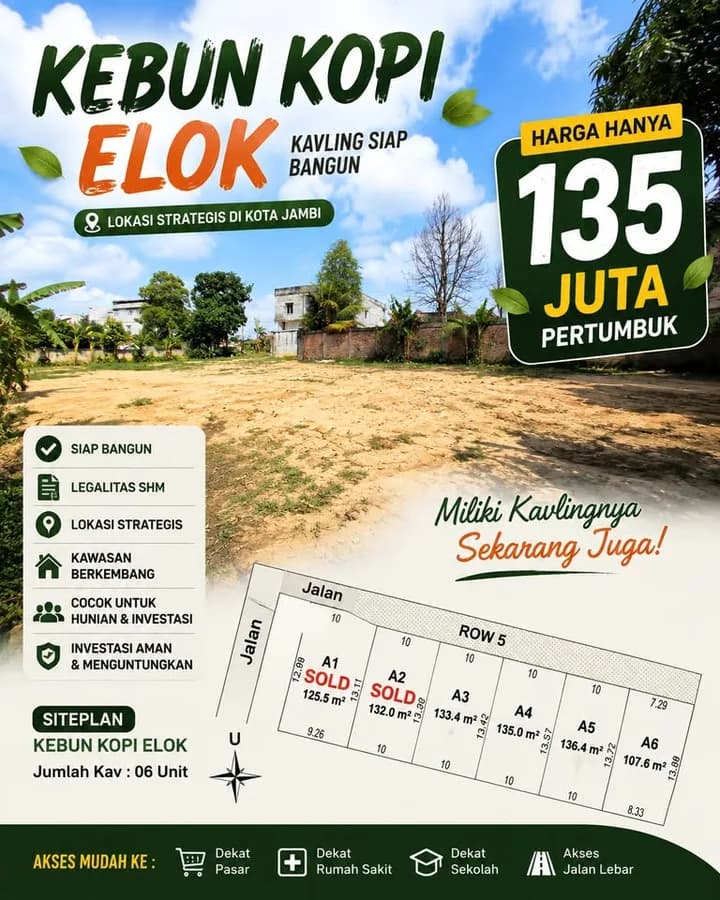Dijual Tanah Murah - Kebun Kopi, Kota Jambi