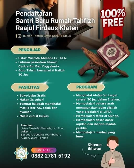 Belajar Qur’an Gratis Di Raajul Firdaus Klaten